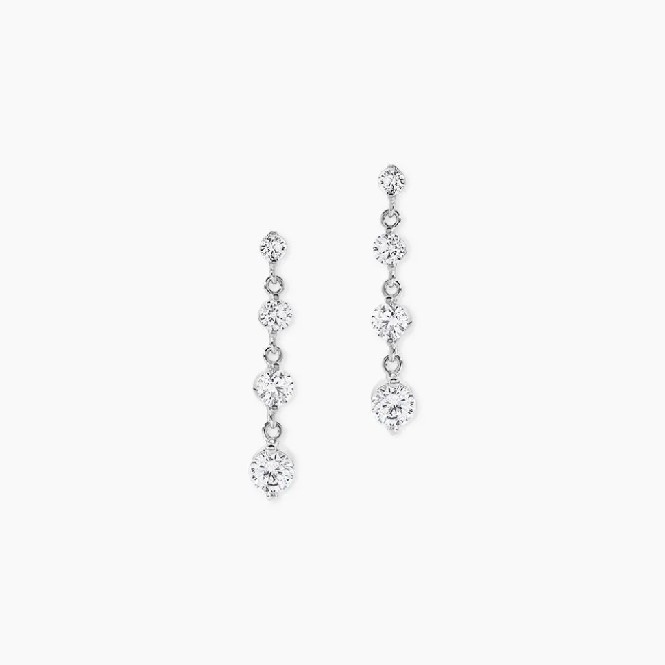 Boucles D'oreilles Pendantes Odyssee Argent Blanc Oxyde De Zirconium