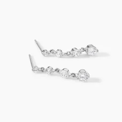Boucles D'oreilles Pendantes Odyssee Argent Blanc Oxyde De Zirconium