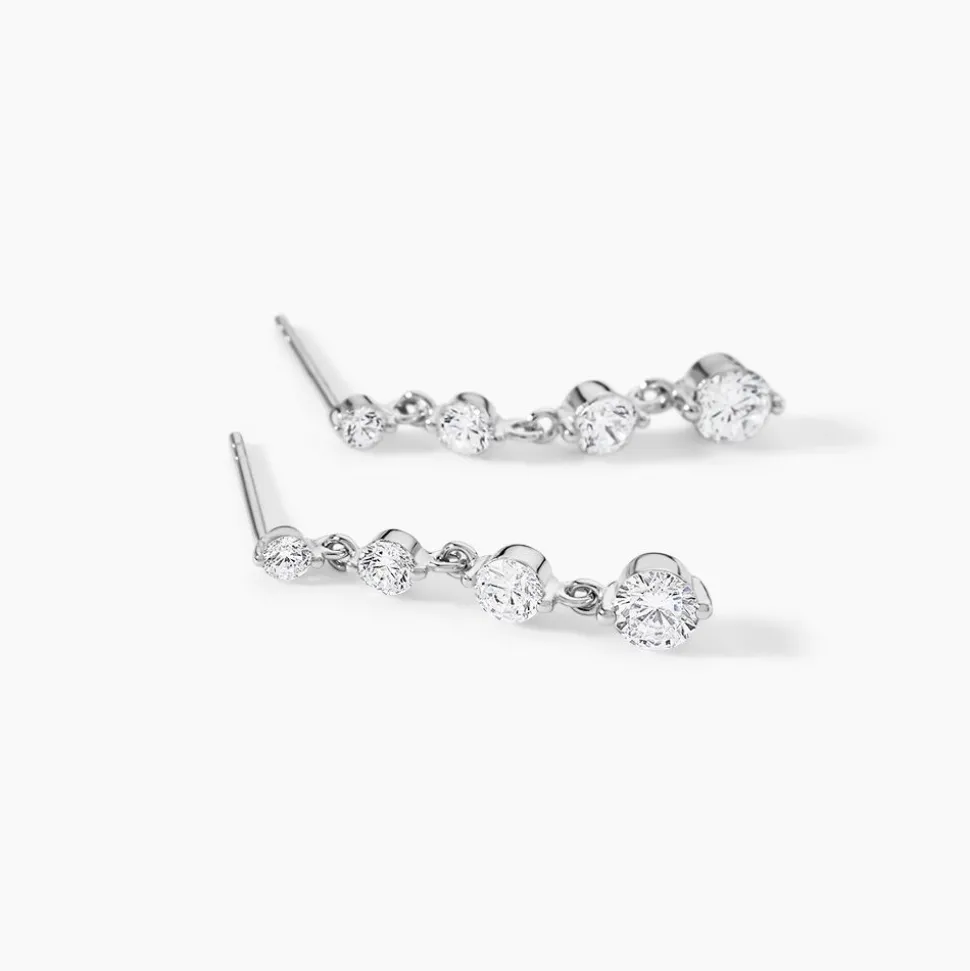 Boucles D'oreilles Pendantes Odyssee Argent Blanc Oxyde De Zirconium
