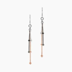 Boucles D'oreilles Pendantes Anfel Argent Tricolore