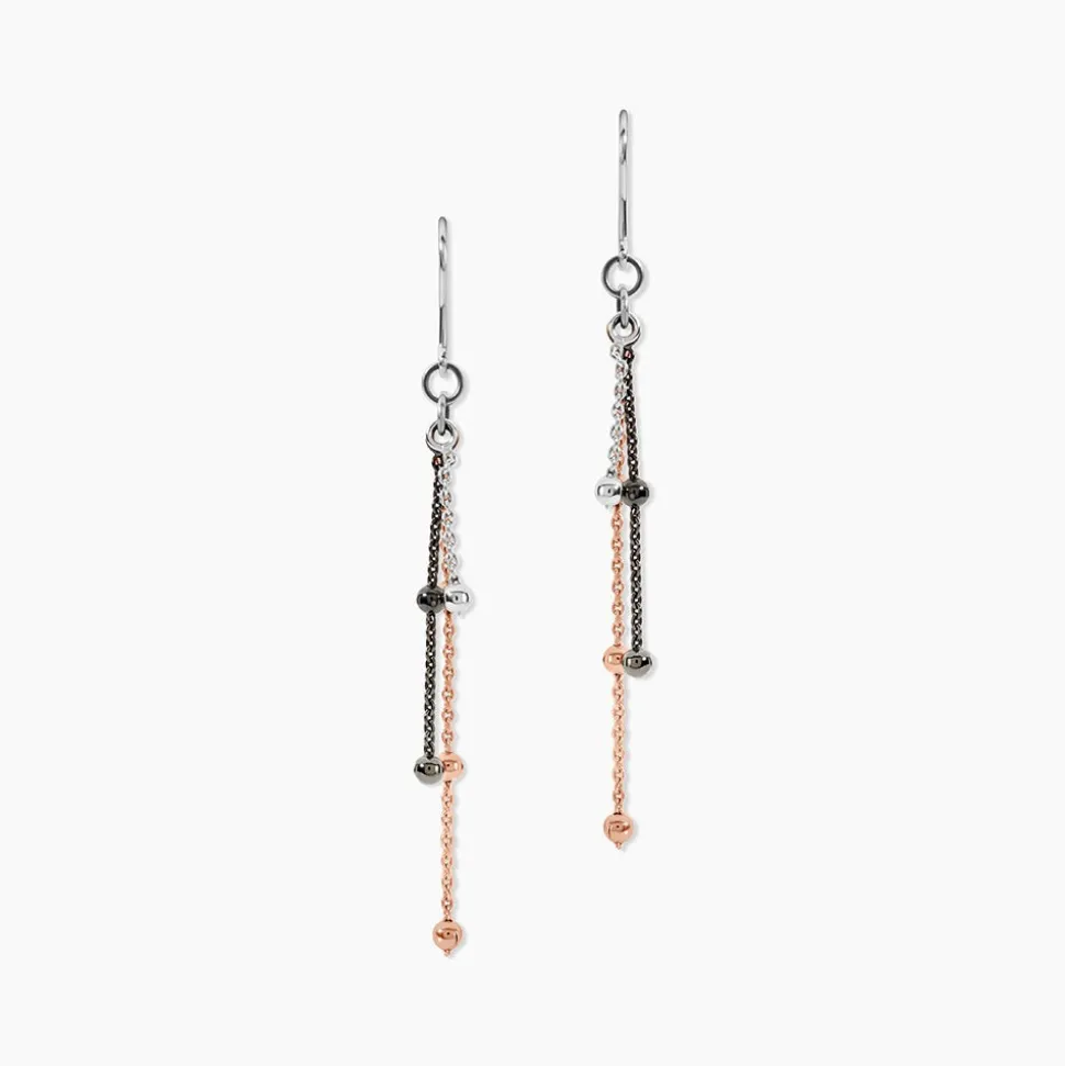 Boucles D'oreilles Pendantes Anfel Argent Tricolore