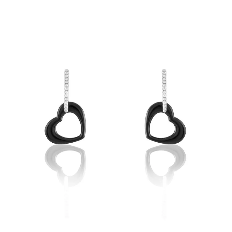 Boucles D'oreilles Pendantes Elodie Argent Blanc Oxyde Et Céramique