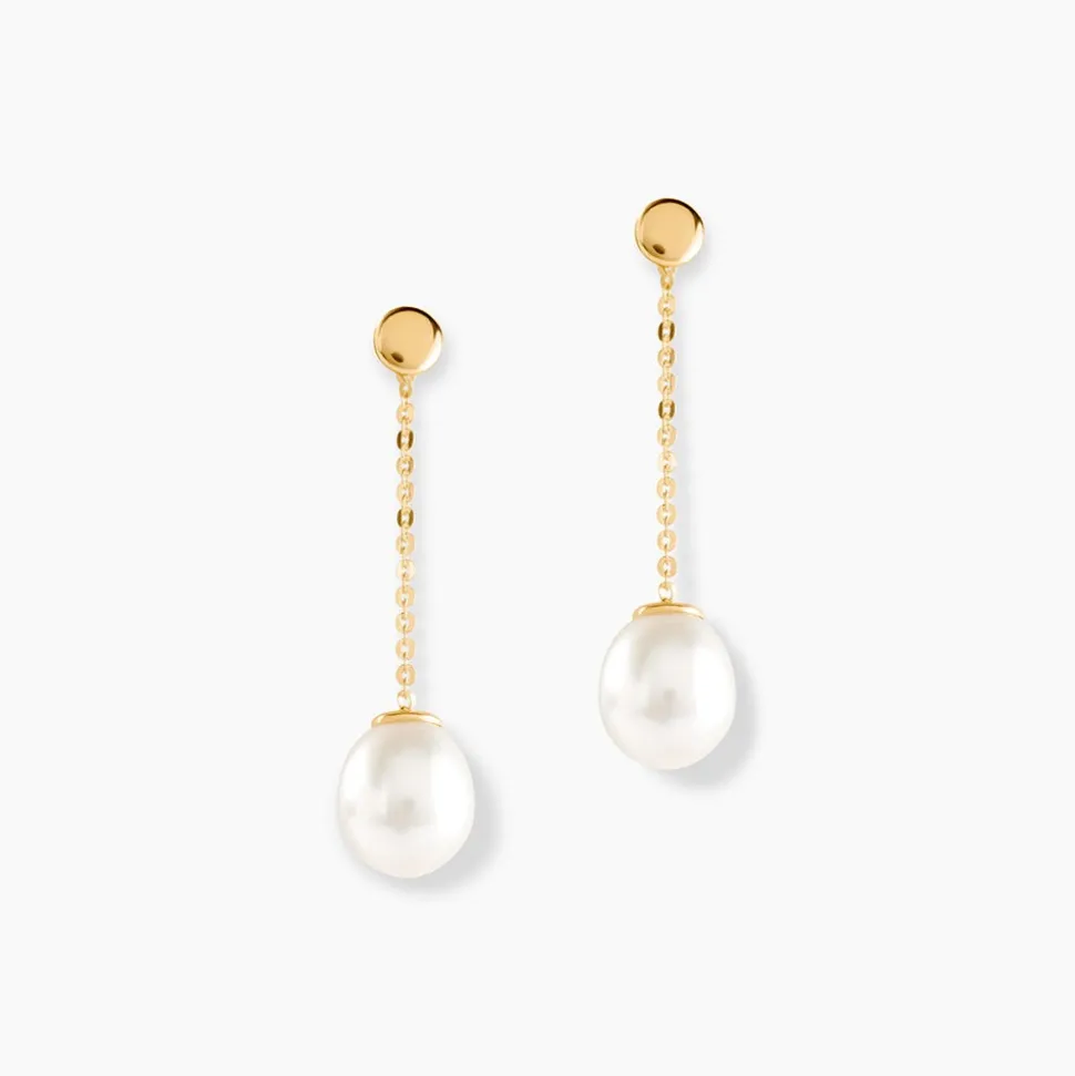 Boucles D'oreilles Pendantes Valera Or Jaune Perle De Culture