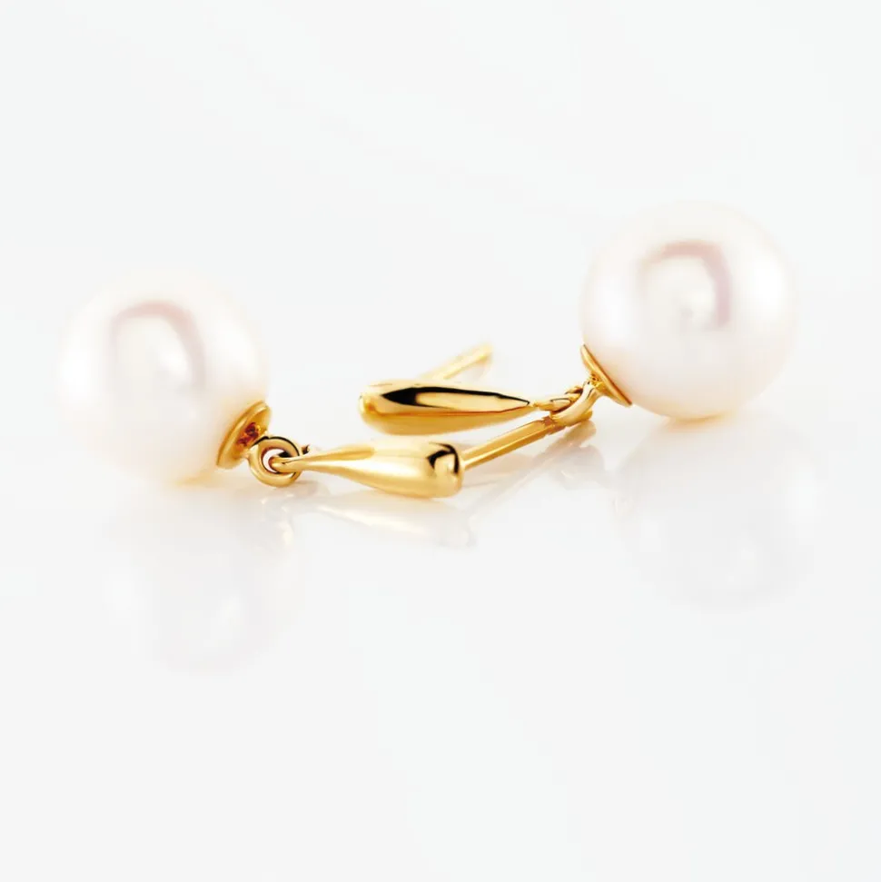 Boucles D'oreilles Pendantes Sibylle Or Jaune Perle De Culture