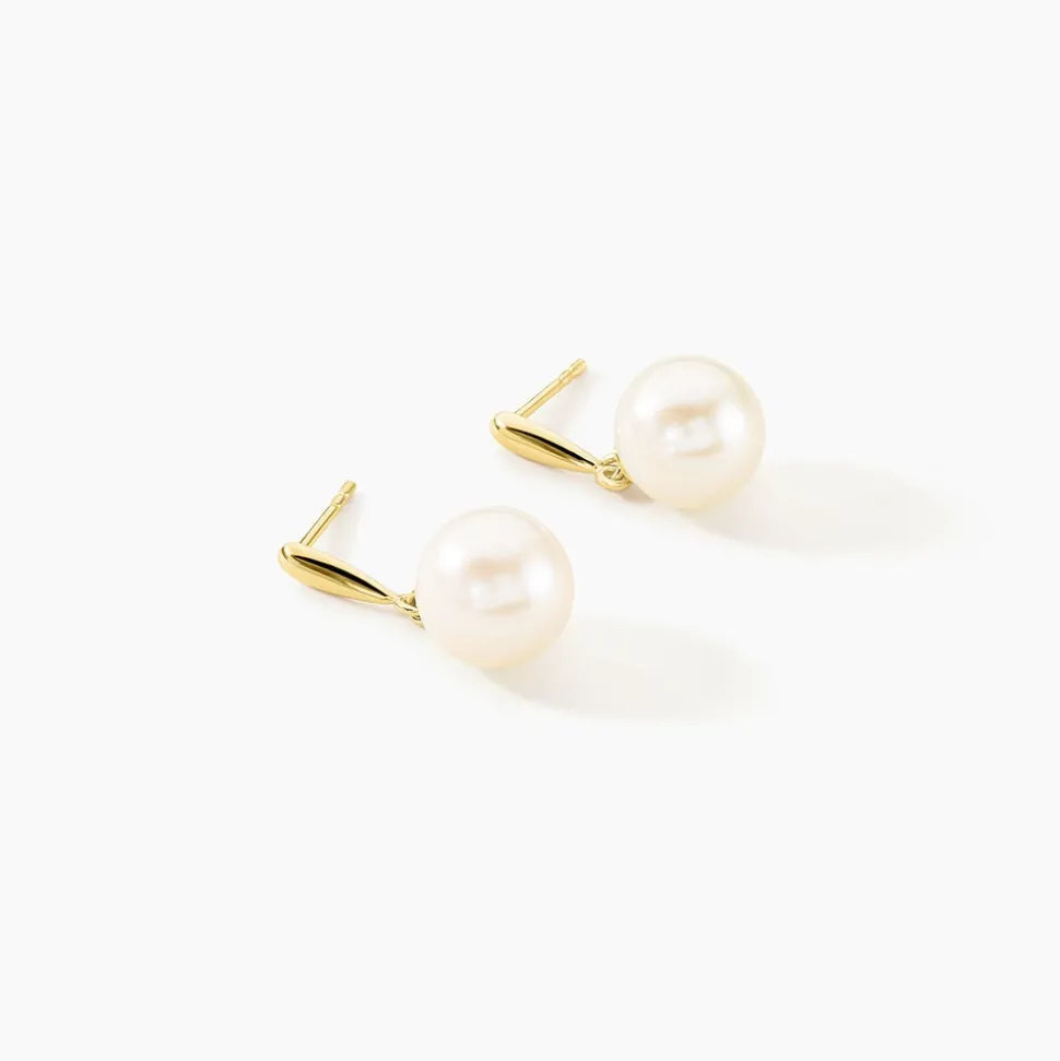 Boucles D'oreilles Pendantes Sibylle Or Jaune Perle De Culture