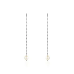 Boucles D'oreilles Pendantes Garance Argent Blanc Perle De Culture