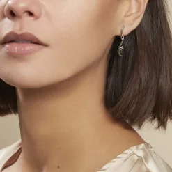 Boucles D'oreilles Pendantes Argent Blanc Odilon Ambre