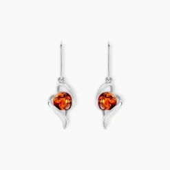 Boucles D'oreilles Pendantes Hilarionne Argent Blanc Ambre