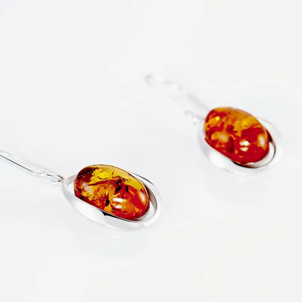 Boucles D'oreilles Pendantes Hilda Argent Blanc Ambre