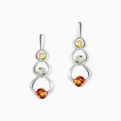 Boucles D'oreilles Pendantes Agneta Argent Blanc Ambre