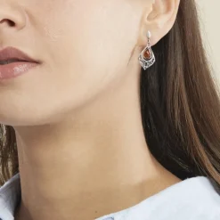 Boucles D'oreilles Pendantes Doralyn Argent Blanc Ambre