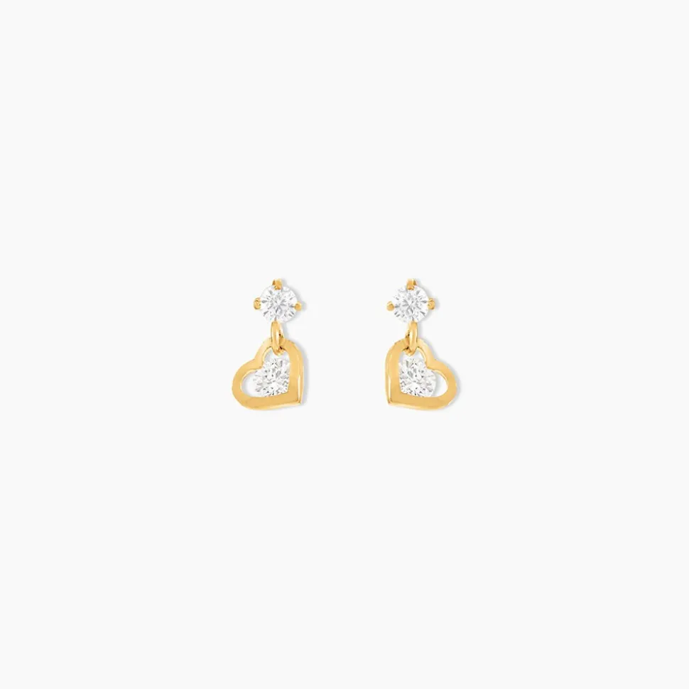 Boucles D'oreilles Pendantes Ludyvine Or Jaune Oxyde De Zirconium