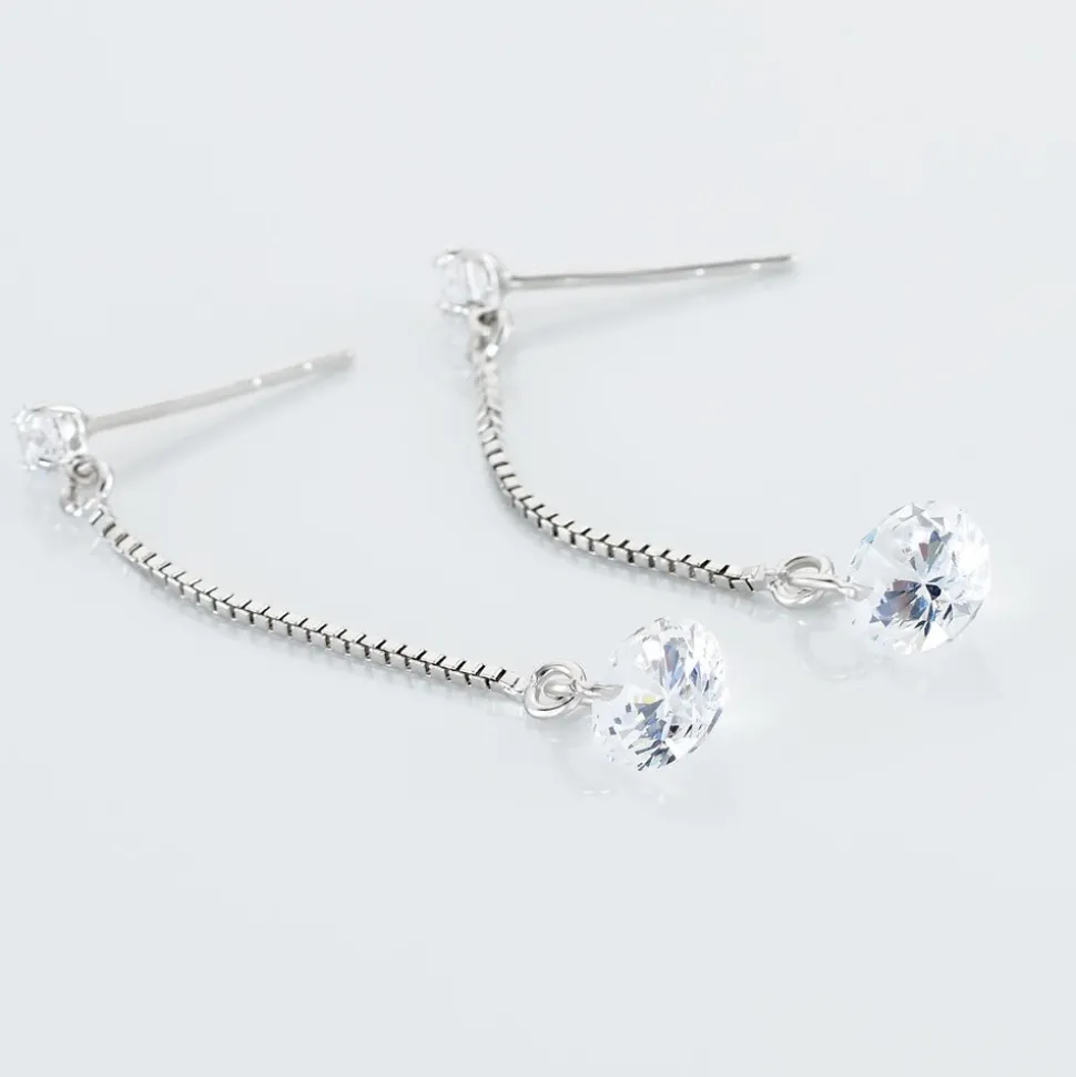Boucles D'oreilles Pendantes Regane Or Blanc Oxyde De Zirconium
