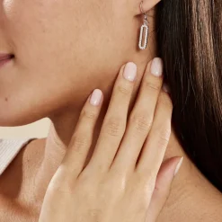 Boucles D'oreilles Pendantes Isabel Argent Blanc Oxyde De Zirconium