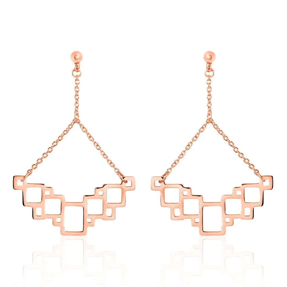 Boucles D'oreilles Pendantes Crispine Acier Rose