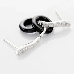 Boucles D'oreilles Pendantes Delphinia Argent Blanc Oxyde De Zirconium