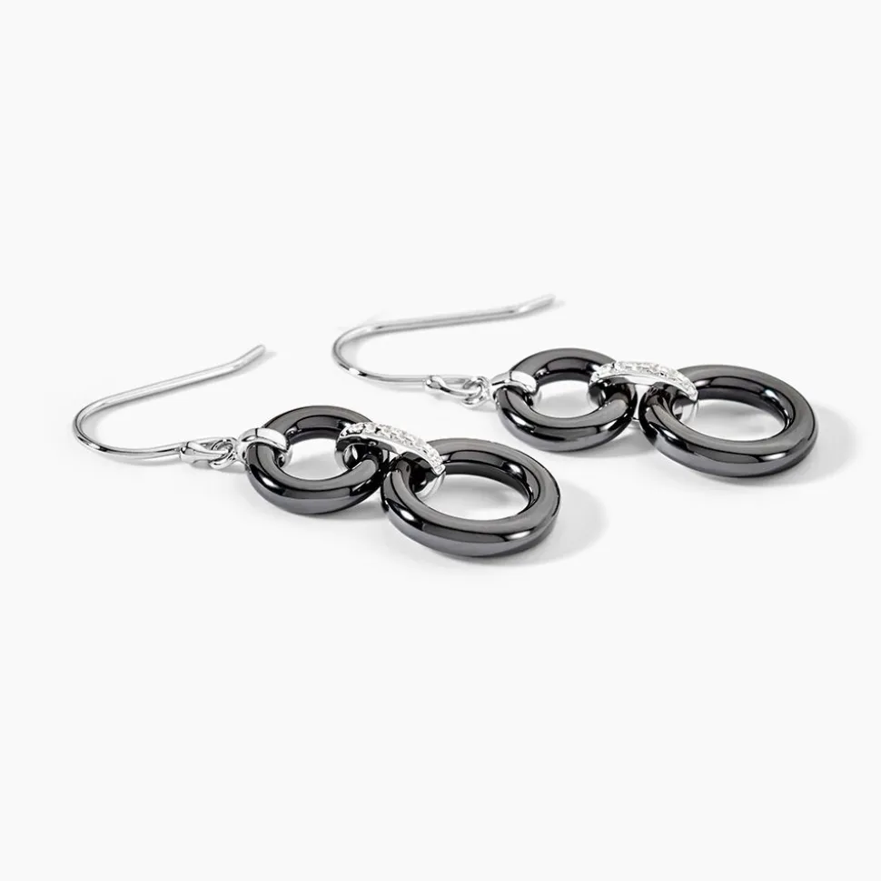 Boucles D'oreilles Pendantes Narcissa Argent Blanc Céramique Et Oxyde