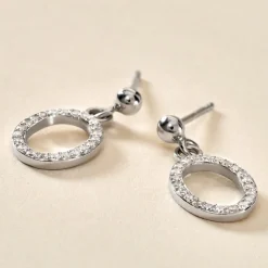 Boucles D'oreilles Pendantes Kimber Argent Blanc Oxyde De Zirconium