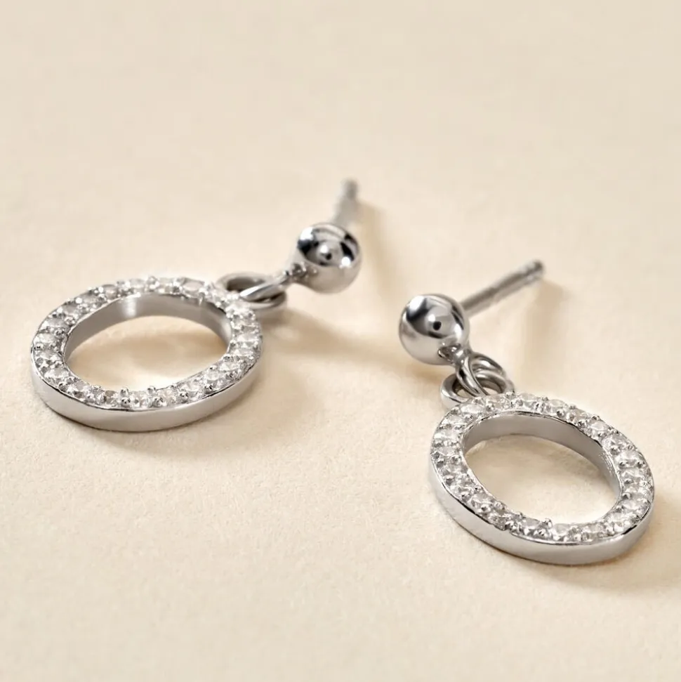 Boucles D'oreilles Pendantes Kimber Argent Blanc Oxyde De Zirconium