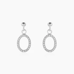 Boucles D'oreilles Pendantes Kimber Argent Blanc Oxyde De Zirconium