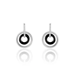 Boucles D'oreilles Pendantes Ina Argent Blanc Céramique Et Oxyde