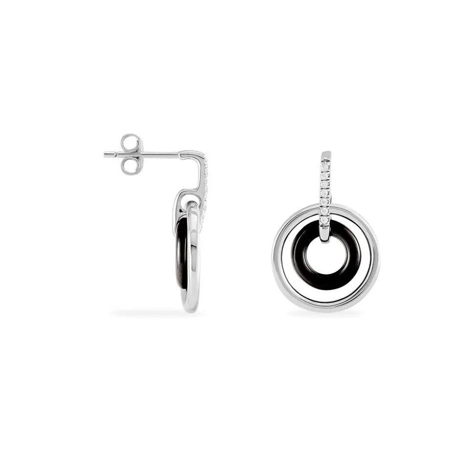 Boucles D'oreilles Pendantes Ina Argent Blanc Céramique Et Oxyde