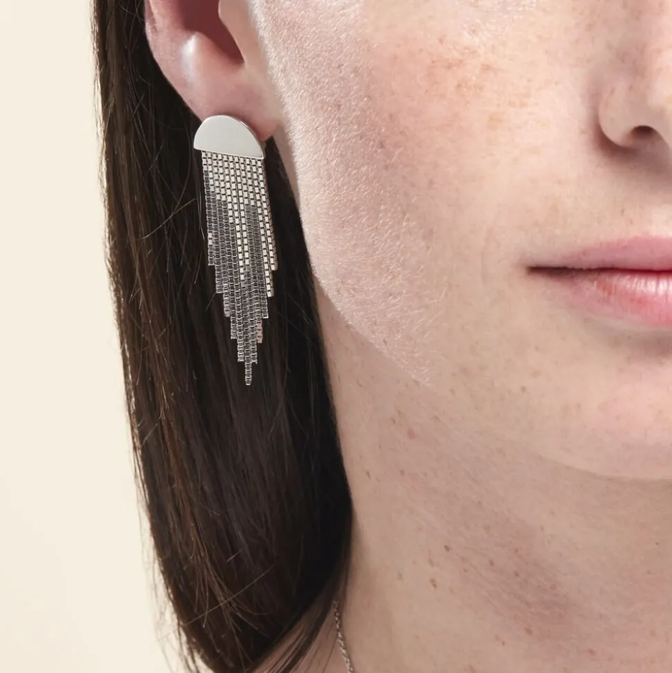 Boucles D'oreilles Pendantes Macie Argent Blanc