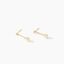 Boucles D'oreilles Pendantes Goutte Or Jaune Oxyde De Zirconium