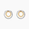 Boucles D'oreilles Pendantes Berangere Double Cercles Or Bicolore