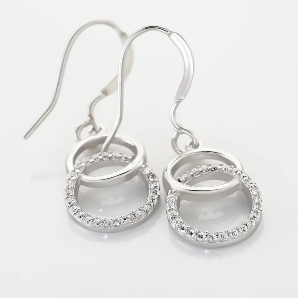 Boucles D'oreilles Pendantes Isabel Argent Blanc Oxyde De Zirconium