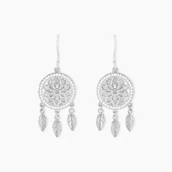 Boucles D'oreilles Pendantes Nemetona Argent Blanc Oxyde
