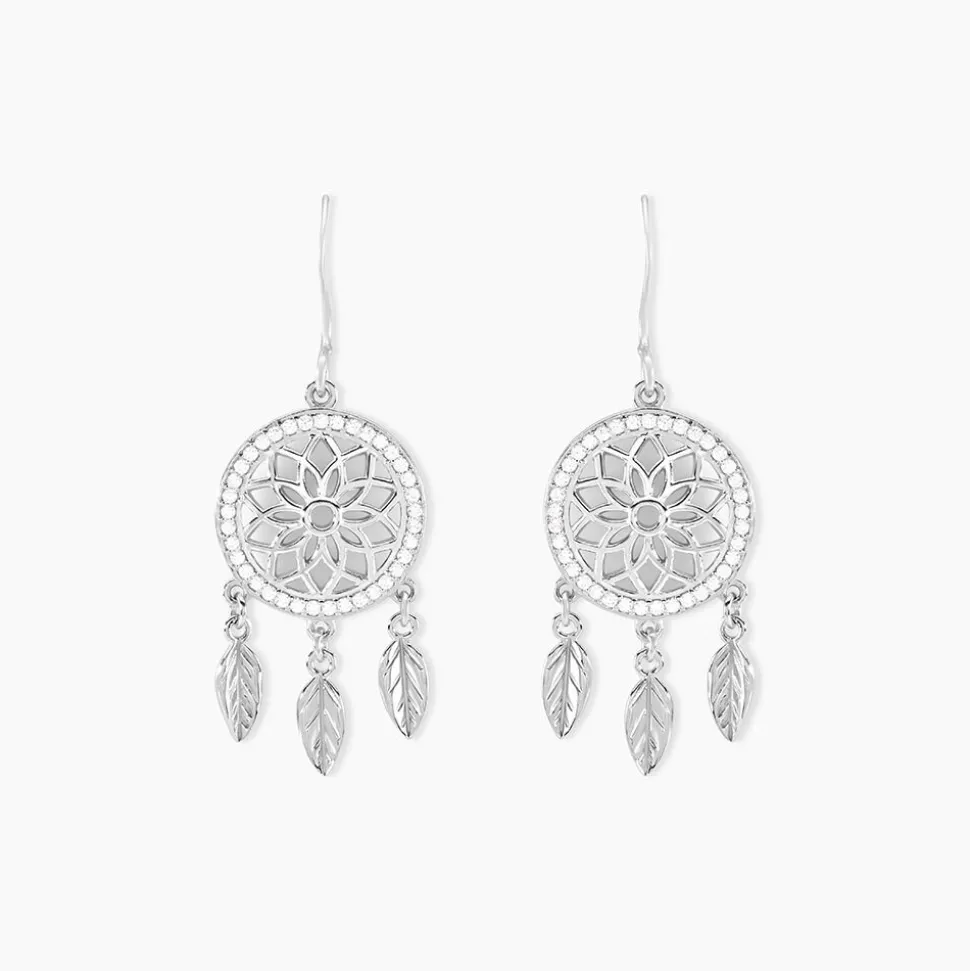 Boucles D'oreilles Pendantes Nemetona Argent Blanc Oxyde