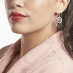 Boucles D'oreilles Pendantes Nemetona Argent Blanc Oxyde