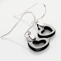 Boucles D'oreilles Pendantes Alena Argent Blanc Céramique Et Oxyde