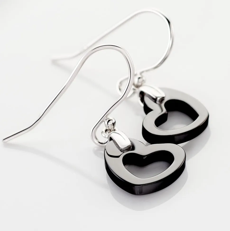 Boucles D'oreilles Pendantes Alena Argent Blanc Céramique Et Oxyde