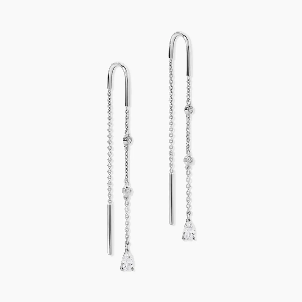 Boucles D'oreilles Pendantes Mascaret Argent Blanc Oxyde De Zirconium