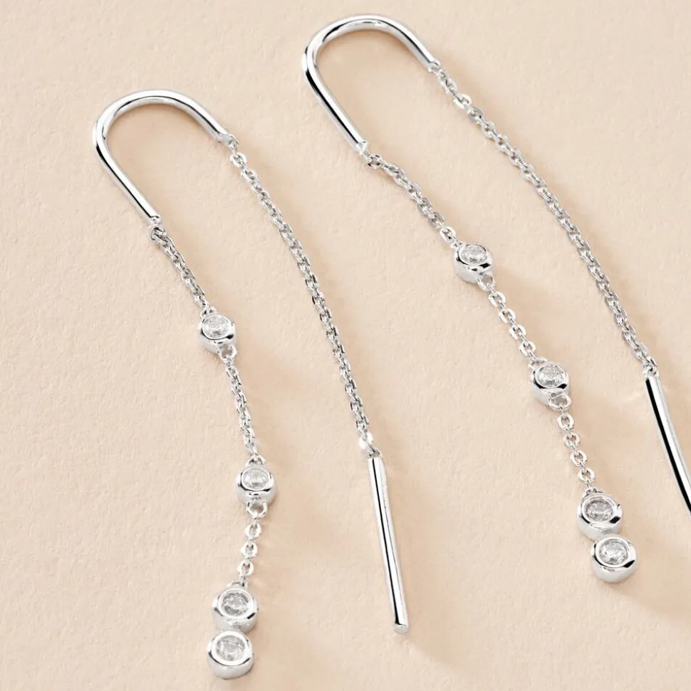 Boucles D'oreilles Pendantes Mascaret Argent Blanc Oxyde De Zirconium