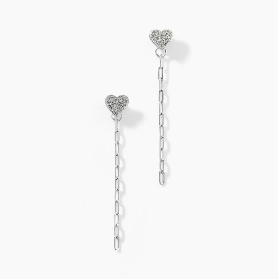 Boucles D'oreilles Pendantes Etincelante Argent Blanc