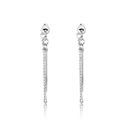 Boucles D'oreilles Pendantes Argent Blanc Novia
