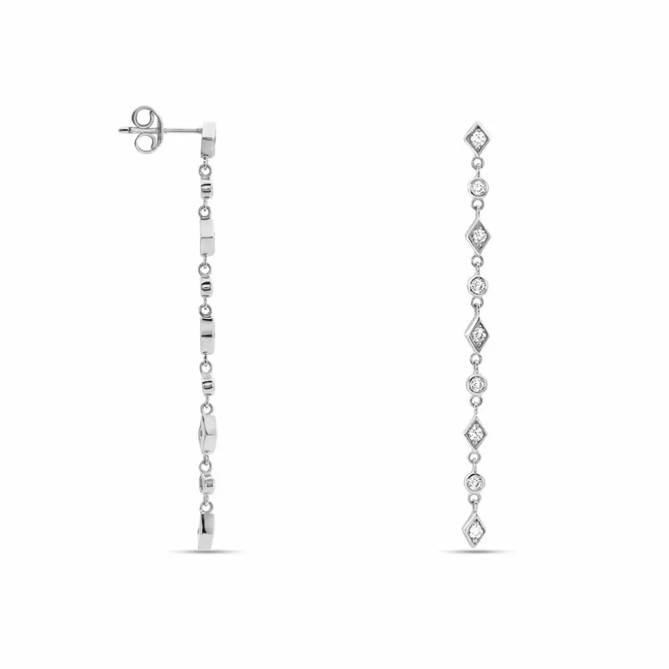 Boucles D'oreilles Pendantes Mascaret Argent Blanc Oxyde De Zirconium
