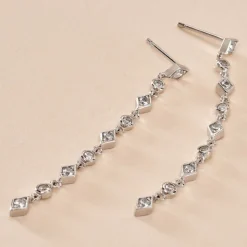 Boucles D'oreilles Pendantes Mascaret Argent Blanc Oxyde De Zirconium