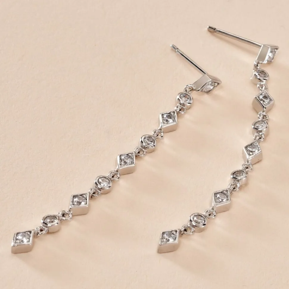 Boucles D'oreilles Pendantes Mascaret Argent Blanc Oxyde De Zirconium