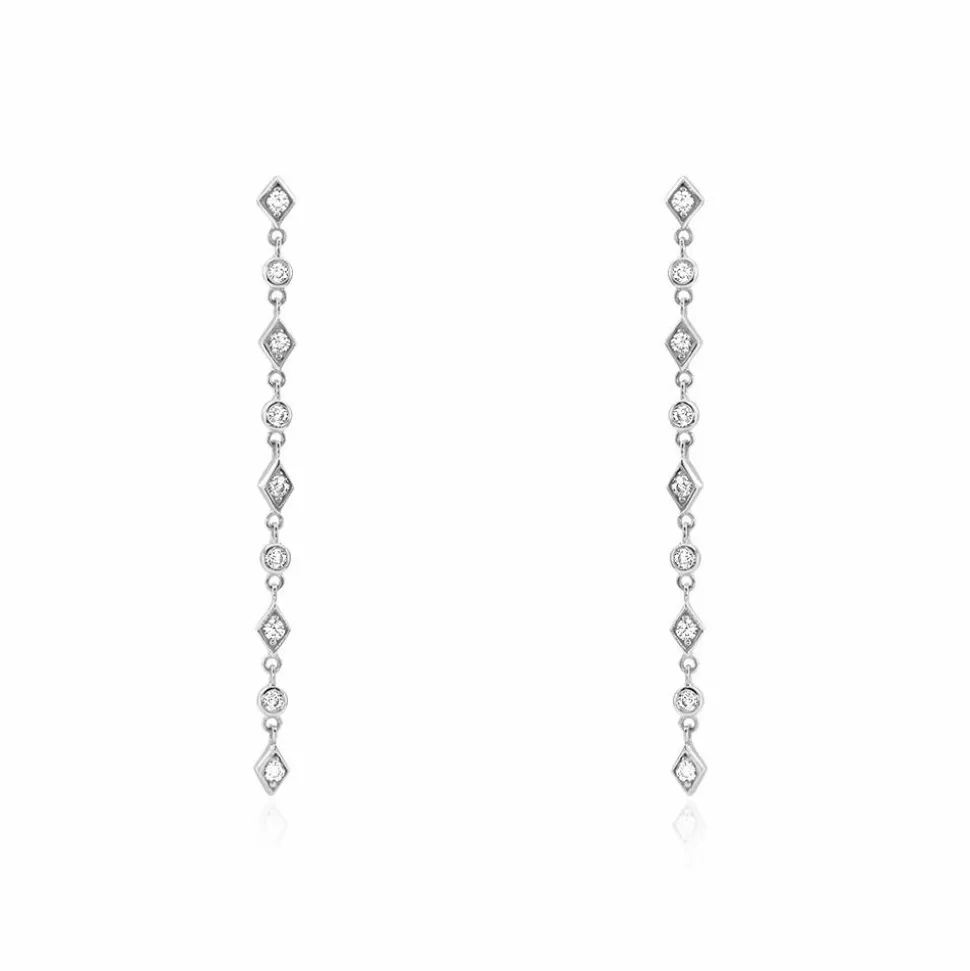 Boucles D'oreilles Pendantes Mascaret Argent Blanc Oxyde De Zirconium