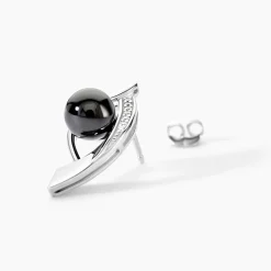 Boucles D'oreilles Pendantes Sharon Argent Blanc Céramique Et Oxyde