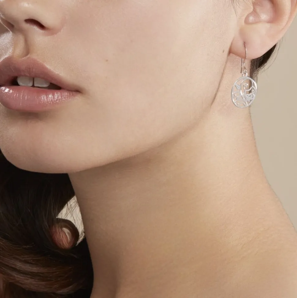 Boucles D'oreilles Pendantes Hita Argent Blanc