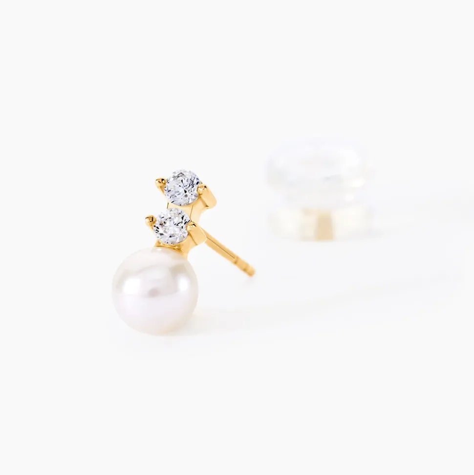 Boucles D'oreilles Pendantes Taima Or Jaune Perle De Culture