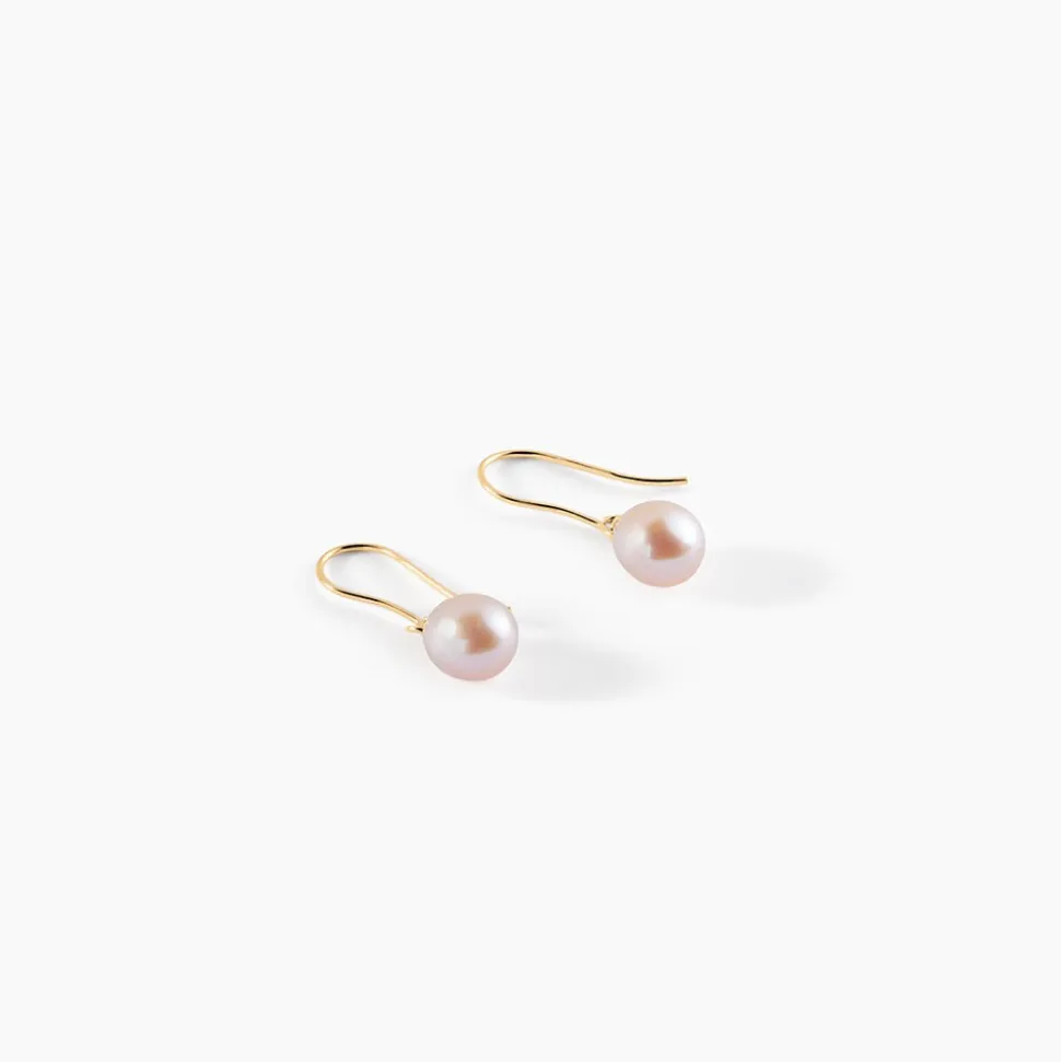 Boucles D'oreilles Pendantes Baroque Or Jaune Perle De Culture