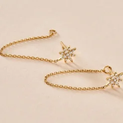 Boucles D'oreilles Pendantes Kettil Or Jaune Oxyde De Zirconium