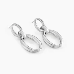 Boucles D'oreilles Pendantes Zeilah Acier Blanc