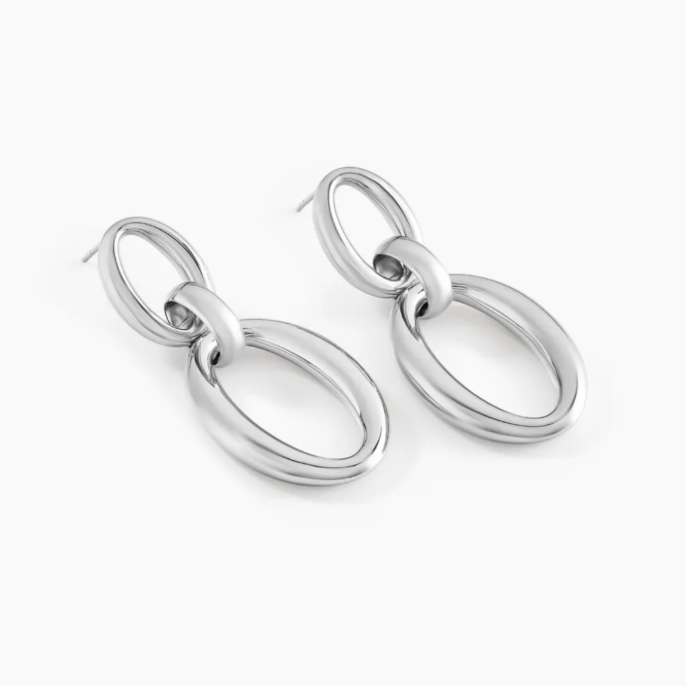 Boucles D'oreilles Pendantes Zeilah Acier Blanc